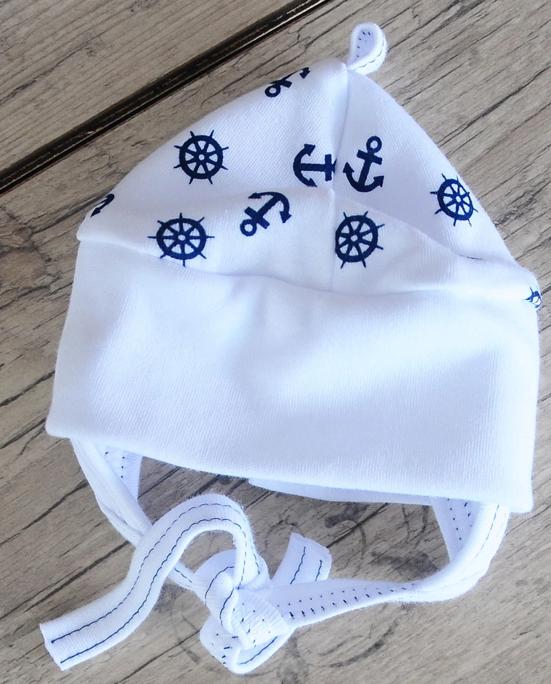 Erstlingsmütze 32 34 36 38 40 42 44 46 Baby Mütze zum Binden Weiß Mützchen Haube - Bild 1 von 1