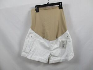 Levis Womens Maternity Shorts Medium White Cut Off Pull On Pockets Cotton New