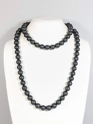 Collar largo gris acrílico imitación perlas 13 mm cuentas redondas 44 pulgadas Foto 1 de 4