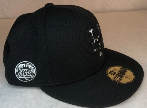 New Era x MLB New York Mets 59FIFTY Fitted Hat 7 1/2 Black RARE Cover