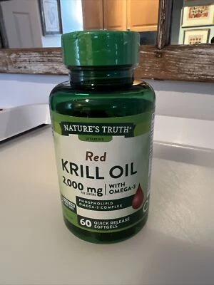 Aceite de Krill Rojo con Omega-3, 2.000 mg, 60 Cápsulas Blandas de Liberación Rápida Foto 1 de 4