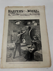 Antique 1895 Harper s Weekly Magazine Trains Crew Rowing Sports 