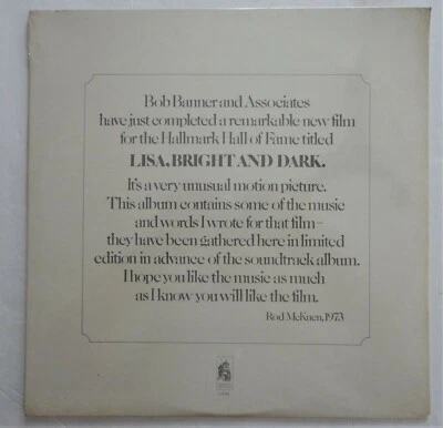 1973 Sealed Lp Rod McKuen Lisa, Bright And Dark Stanyan Records 10094 - Image 1 of 4