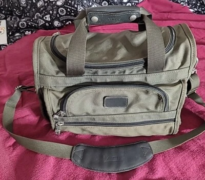 TUMI Bag 261M3 Green Carry On Shoulder Travel Duffel 15" by 8" by 10" W/ Pouch - Image 1 of 4