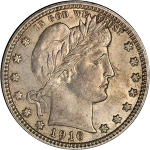 1916-D Barber Quarter Nice BU+ Great Eye Appeal Strong Strike - Picture 1 of 2