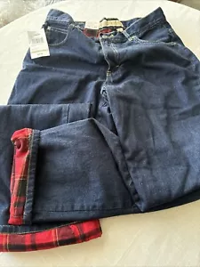 Cabela's Casuals Plaid Fleece Lined Jeans Size 12 inseam 32 New Thermal Denim - Picture 1 of 16