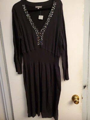  NY Collection Women's Grey Metallic Embellishe Sweater Dress Size 2X NWT - Image 1 of 4
