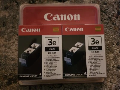 Canon Printer Ink ~ 3e Black BCI-3eBK 2 Cartridge VALUE PAK ~ New - Image 1 of 3