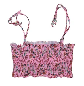 Jessica Simpson gesmoktes Rüschen Bandeau Damen Bademode Bikini Oberteil S Neu mit Etikett Blüte - Bild 1 von 2