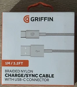 Griffin Charge USB-A to USB-C Braided Nylon Cable 1m - No Box - Picture 1 of 8