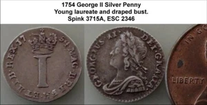 1754 George II Silver Penny. ESC 2346 (WG-5966) - Picture 1 of 1