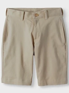 Wonder Nation Boys School Uniform Super Soft Flat Front Shorts, Warm Beige, 16 - Picture 1 of 4