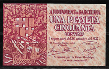 BARCELONA. ESCASO BILLETE LOCAL DE 1,50 PESETAS. 1937. SERIE C. GUERRA CIVIL