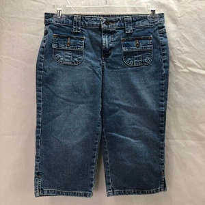 L.E.I. DENIM 00/01 JUNIOR GIRLS JEANS MED RISE CROP LEG MEDIUM WASH SIZE 7 - Picture 1 of 9