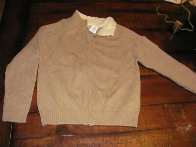 SUÉTER GYMBOREE beige tostado niños cremallera ~ S nuevo Foto 1 de 3