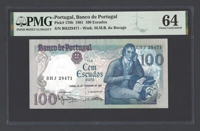 Portugal 100 Escudos 24-2-1981 P178b Uncirculated Graded 64 - Image 1 of 2