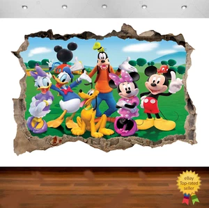 Póster pegatina vinilo 683 de Mickey Mouse Clubhouse 3D con vista de pared rota - Imagen 1 de 2