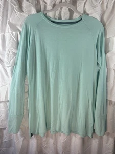 Free Fly Shirt Women L Mint Green Long Sleeve Bamboo Blend Athletic Thumbhole - Picture 1 of 7