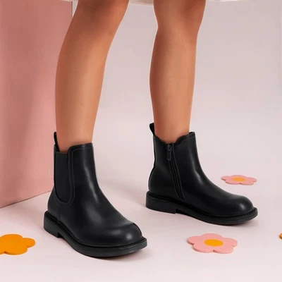 Botas Chelsea femininas com zíper lateral botas de tornozelo salto baixo botas da moda - Imagem 1 de 4