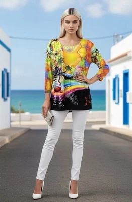 Guitarra música Valentina colorida abstracta estrás talla superior mediana Foto 1 de 4