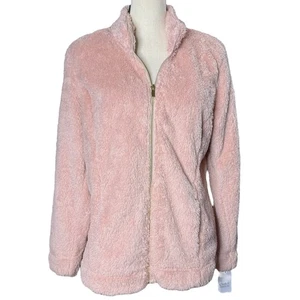 NWT Croft And Barrow Cozy Soft Pink Fleece Jacket Size M - Picture 1 of 13