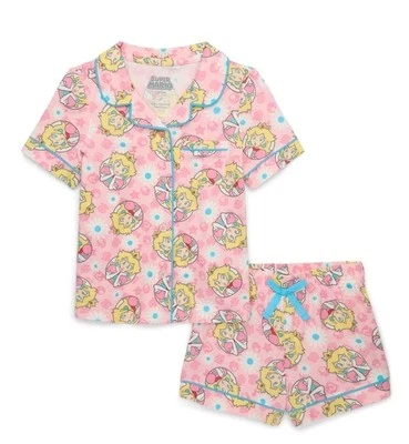 Conjunto Curto de Pijama Nintendo Princess Peach 2 Peças Tamanho 5T Novo - Imagem 1 de 4