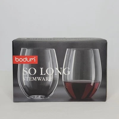 Pair of Bodum So Long Stemless Wine Glasses Cabernet Tumblers 20 oz - Image 1 of 4