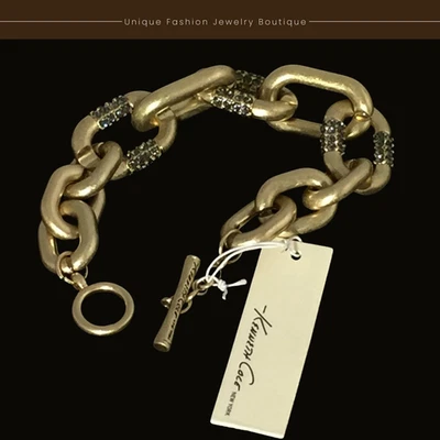 Pulsera Kenneth Cole New York Eslabones Tono Dorado Mate Cristal Estrás Joya $38 Foto 1 de 2