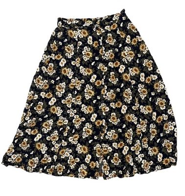 Falda Midi Boho Gitana Cottagecore Girasol Vintage Años 90 Sag Harbor Floral Botón M Foto 1 de 4