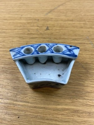 Antique Chinese Collectible Blue & White Brush Holder - Image 1 of 4