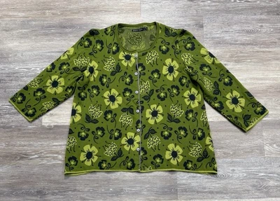 Cárdigan Gudrun Sjoden Verde Floral Mujer Talla XL Botón Frontal Algodón Orgánico Foto 1 de 4