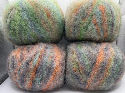 LOT of 4 Kid Mohair Alpaca Color 78046 Ice Yarn 4x295y=1,180yd Green Orange Blue - Image 1 of 4