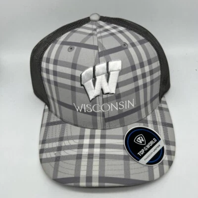 Wisconsin Badgers NCAA Cuadros Top of the World Trucker Hat Snapback Gorra Nuevo Hombres Foto 1 de 4