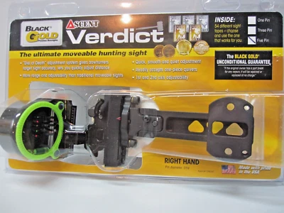 Black Gold Ascent Verdict 5 Pin Bow Sight,4" Dovetail-AV4DT5-Bridge Lock-New