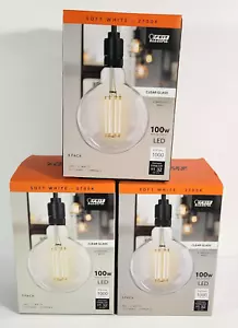 3 Felt Electric G40 Dimmable Oversized LED Light Bulb 100 watt E26 Clear Glass - Picture 1 of 4