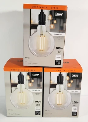 3 Felt Electric G40 Dimmable Oversized LED Light Bulb 100 watt E26 Clear Glass - Image 1 of 4