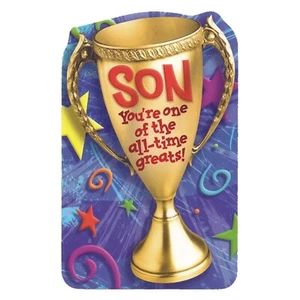 Loving  BIRTHDAY Card FOR SON, All-Time Greats Trophy by American Greetings + ✉ - Picture 1 of 5