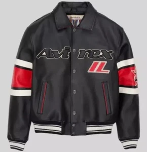 Chaqueta de bombardero de cuero de vaca genuino Avirex para hombre Chaqueta de cuero de vuelo americano - Imagen 1 de 3