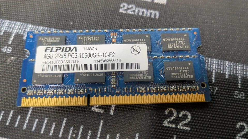 Elpida 4GB DDR3-1333 EBJ41UF8BCS0-DJ-F SODIMM PC3-10600 NON-ECC - Image 1 of 1