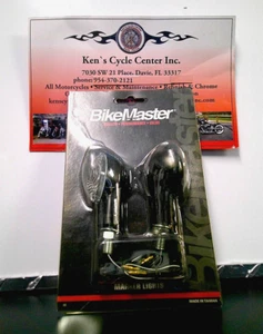 BikeMaster Mini Stalk Marcador Luz Ovalada Lente Transparente Carcasa Negra 266017 - NUEVO - Imagen 1 de 3