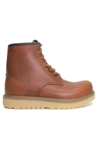 ECCO Staker Plain Toe Lace Work Boots Rust Brown Leather EU 45 Size 11 - 11.5 US - Picture 1 of 10