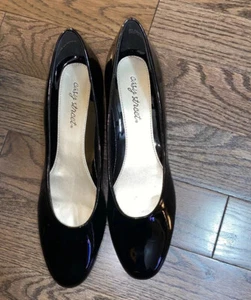 Zapatos de salón clásicos clásicos Easy Street Halo punta cerrada cuero negro patente talla 11,0M - Imagen 1 de 11
