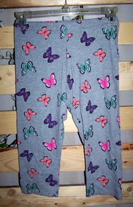 SO Girl's Size 14 Gray Butterfly Print Capri Leggings Elastic Waistline - Picture 1 of 5
