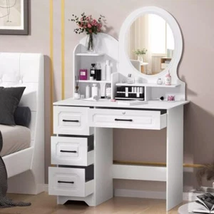 Vanity Desk with Mirror and Lights, Makeup Vanity Table with 4 Drawers USA - Picture 1 of 10
