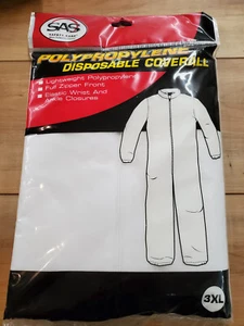 Polypropylene Disposable Crew Zipper Front Coveralls 3XL 6485 SAS Safety - Picture 1 of 2
