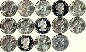 Susan B. Anthony Dollars Set (14 Coins) 1979-1999 UNC & Proof K11932 - Picture 1 of 2