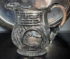 Superb Example of Georgian Anglo Irish Large Crystal Cut Jug Engraved Cartouches