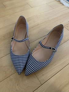 J.CREW neuer spitz zulaufender Mary Jane-Flat in Gingham Größe 7,5 K7918 - Bild 1 von 5