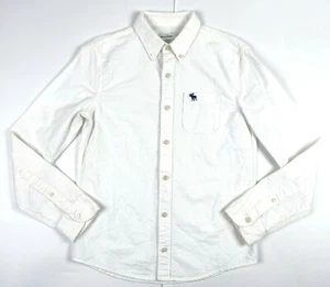  Abercrombie & Fitch Solid white Long Sleeve Button Up Shirt Boys Sz L 14 - Picture 1 of 9