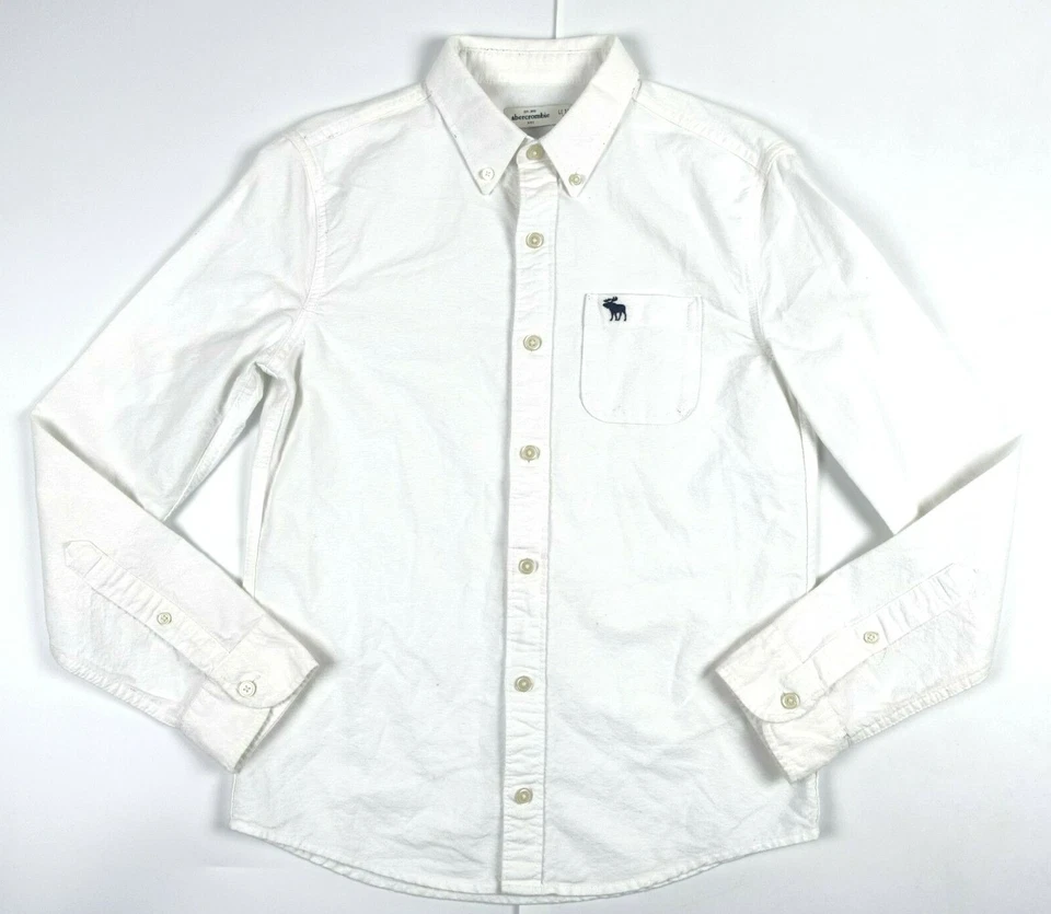  Camisa Abercrombie & Fitch blanca lisa manga larga abotonada niños talla L 14 Foto 1 de 4